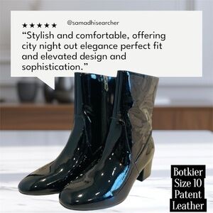 Botkier Glossy Black Patent Leather Black Heeled Boots.  Sz 7